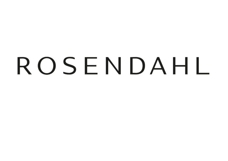 Rosendahl logo i sort tekst på hvid baggrund.
