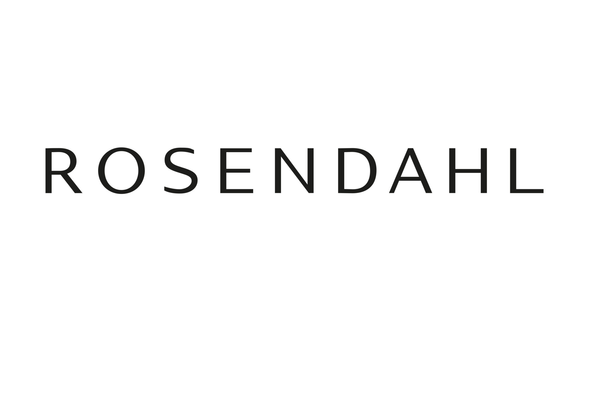 Rosendahl logo i sort tekst på hvid baggrund.